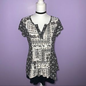 Style & Co Black and White Mixed Pattern Top